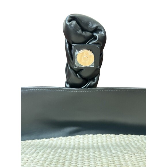 DeMellier Natural Raffia Black Braided Leather Verona Bag - New - Picture 7 of 14